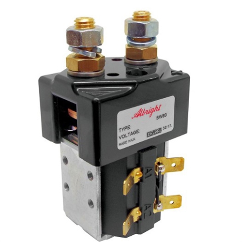 SW80-1667P 12V int 100A 1 pol m/diode comp. positiv til højre Vandtæt kapslet Albright DC Relæ Slutt