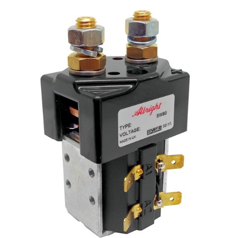 SW80-324 12V int 100A 1 pol  Albright DC Relæ Slutte   Lewmar 33mm gevind på kontakter